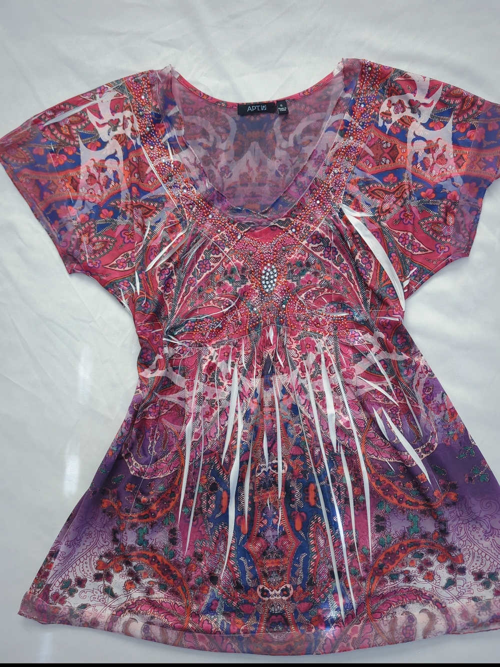 Vintage Apt. 9 Pink & Purple Paisley Scoop Neck Tunic - Picture 2 of 6